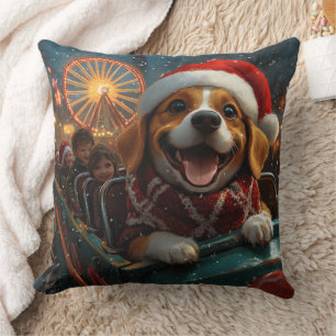 Beagle Dog Roller Coaster Christmas Cushion