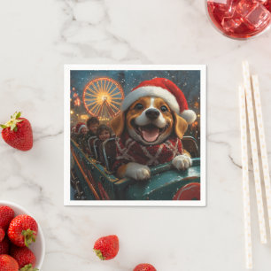 Beagle Dog Roller Coaster Christmas Napkin
