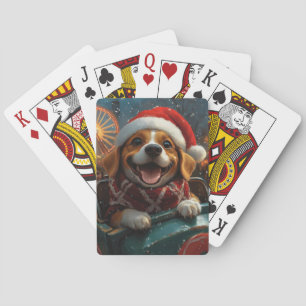 Beagle Dog Roller Coaster Christmas Playing Cards