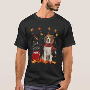 Beagle Dog Scarf Fall Chocolate Autumn T-Shirt
