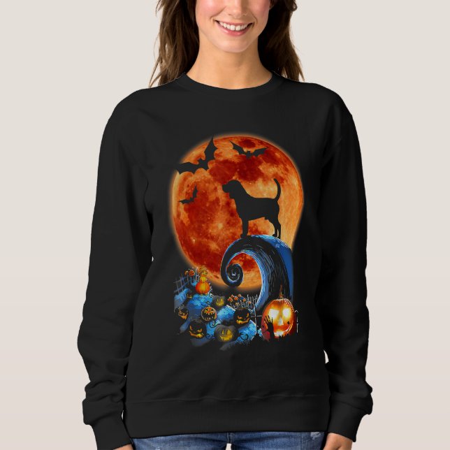 Beagle Dog Scary And Moon  Halloween Costume Sweatshirt (Front)