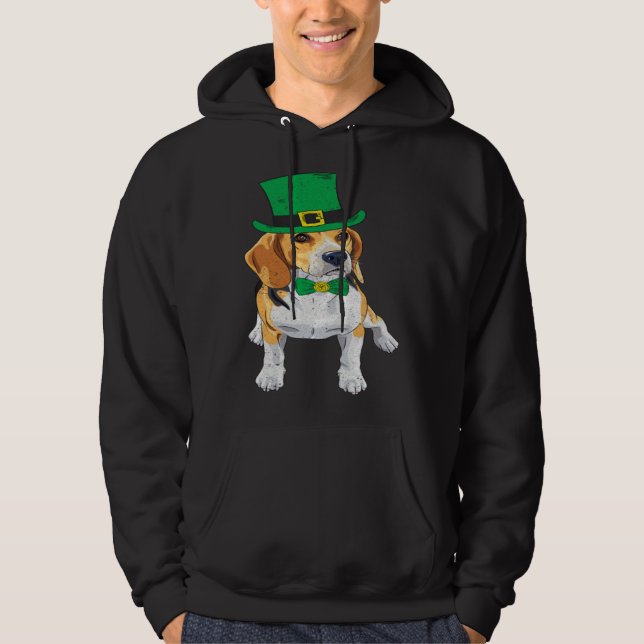 Beagle Dog Shamrock St Patrick s Day Saint Paddy s Hoodie (Front)