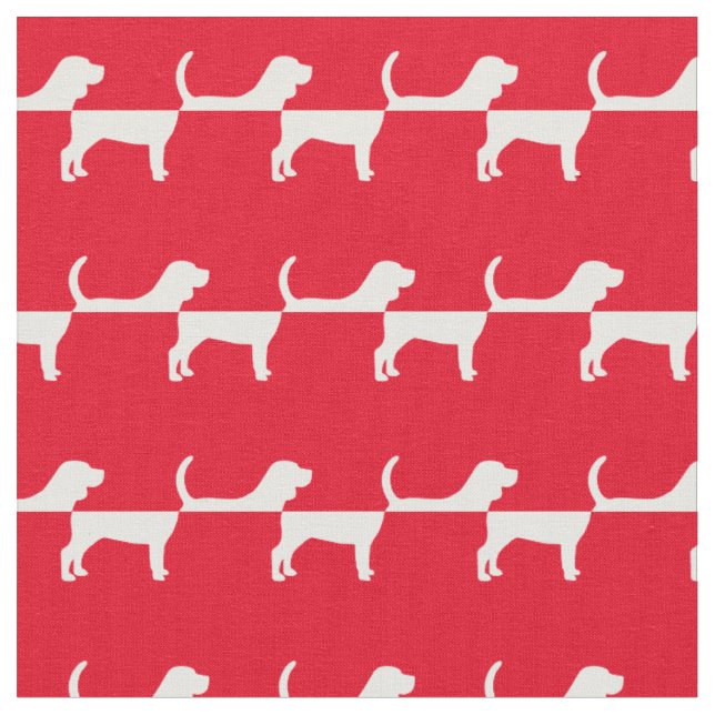 Beagle Dog Silhouette Pet Red Fabric (Close Up)
