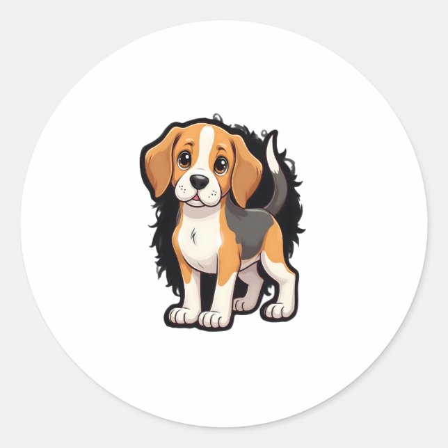 Beagle Dog T Shirt Classic Round Sticker (Front)