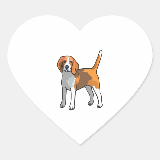 Beagle Dog T Shirt Heart Sticker (Front)