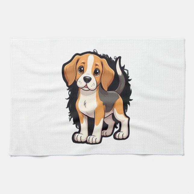 Beagle Dog T Shirt Tea Towel (Horizontal)