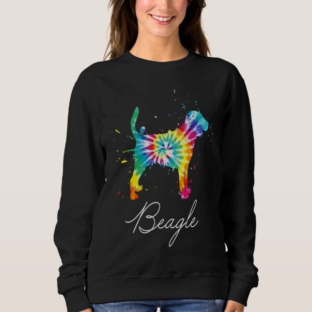 Beagle Dog Tie Dye Rainbow Dog Mum Love r Sweatshirt (Front)