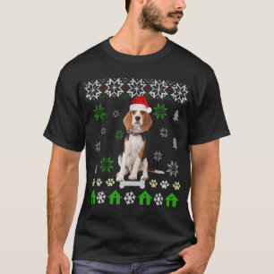Beagle Dog Ugly Christmas - Beagle Dog Hat Santa T-Shirt