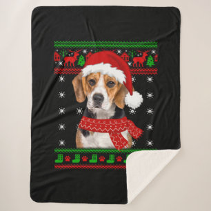 Beagle Dog Ugly Sweater Christmas Puppy Dog Lover Sherpa Blanket