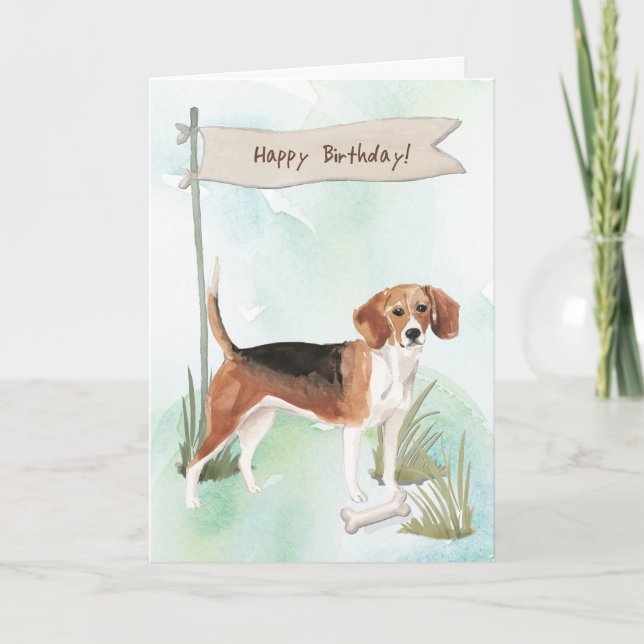 Beagle Dog Under Birthday Sign Card (Front)