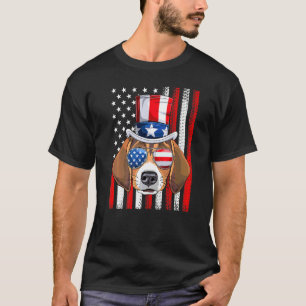 Beagle Dog Us American Flag 4th Of July Beagle  Fr T-Shirt