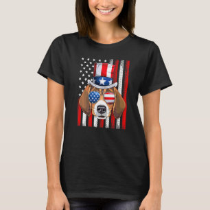 Beagle Dog Us American Flag 4th Of July Beagle  Fr T-Shirt