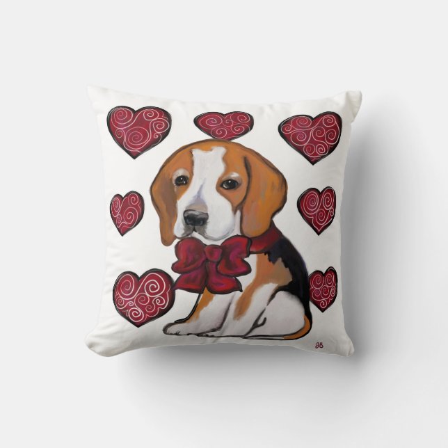 Beagle Dog Valentine Cushion (Front)