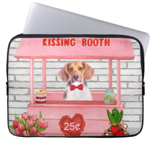 Beagle Dog Valentine's Day Kissing Booth Laptop Sleeve