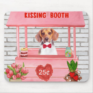 Beagle Dog Valentine's Day Kissing Booth Mouse Pad