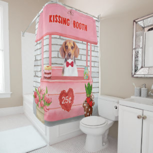Beagle Dog Valentine's Day Kissing Booth Shower Curtain