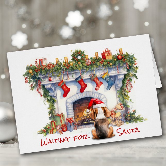 Beagle Dog Waiting on Santa Christmas Fireplace (Creator Uploaded)