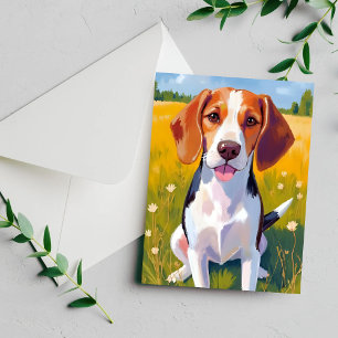 Beagle Dog Watercolor Pet Painting Card