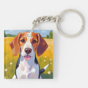Beagle Dog Watercolor Pet Painting Key Ring