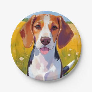 Beagle Dog Watercolor Pet Painting Paper Plate