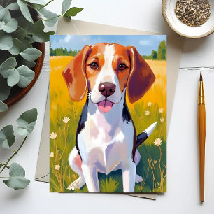 Beagle Dog Watercolor Pet Painting Postcard