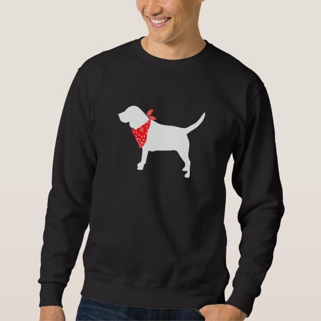 Beagle Dog Wearing Red Bandanna Sweatshirt (Front)
