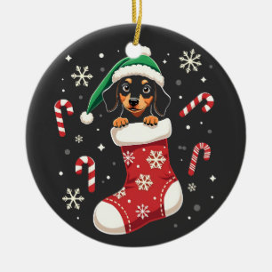 Beagle Dog Wearing Santa Hat Christmas Lovers Ceramic Ornament
