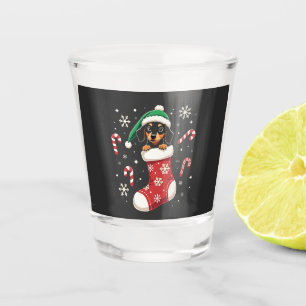 Beagle Dog Wearing Santa Hat Christmas Lovers Shot Glass