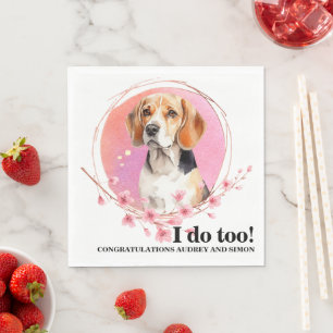 Beagle Dog Wedding Napkins with Photo