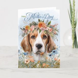 Beagle Dog Wildflower Mother's Day Holiday Card