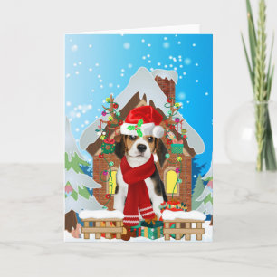 Beagle dog with Christmas gifts Card