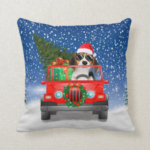 Beagle dog with Christmas gifts Cushion