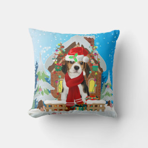 Beagle dog with Christmas gifts Cushion