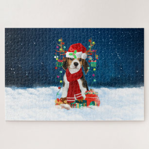 Beagle dog with Christmas gifts Jigsaw Puzzle