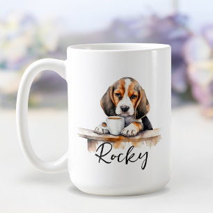 Beagle dog with coffee mug, dog with attitude mug