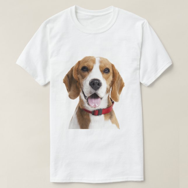 Beagle Dog with Red Collar T-Shirt (Design Front)