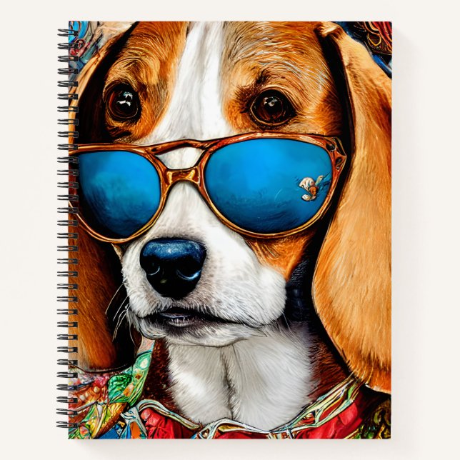 Beagle Dog with Sunglasses Notebook (Front)