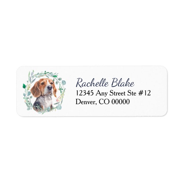 Beagle Dog Wreath Return Address Label (Front)