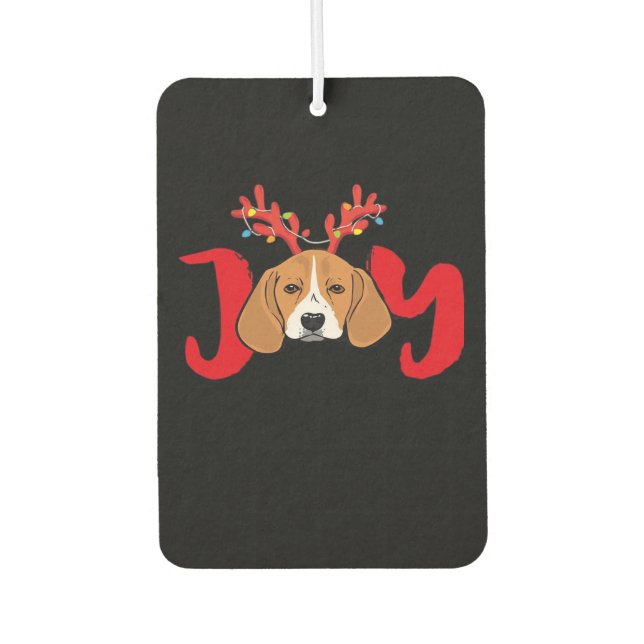 Beagle Dog Xmas Christmas Reindeer Antlers Light E Car Air Freshener (Front)