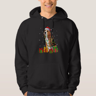 Beagle Dog Xmas Lighting Santa Hat Beagle Christma Hoodie