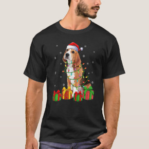 Beagle Dog Xmas Lighting Santa Hat Beagle Christma T-Shirt