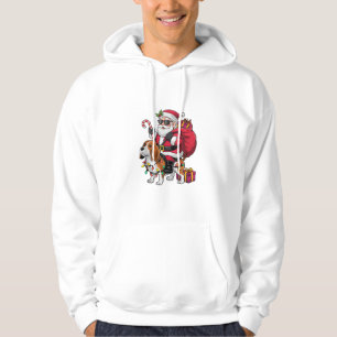 Beagle Dog Xmas Lighting Santa Riding Beagle Chris Hoodie