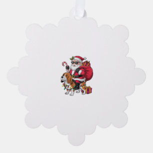 Beagle Dog Xmas Lighting Santa Riding Beagle Chris Tree Decoration Card