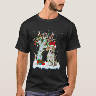Beagle Dog Xmas Lighting Tree Santa Hat Beagle Chr T-Shirt