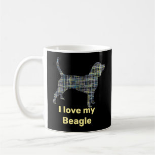 Beagle Dog Yellow & Black Grid Line Coffee Mug