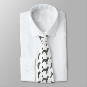 Beagle Dog Yellow & Blue Grid Lines White Tie
