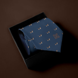 Beagle Dogs Pattern Monogrammed Tie