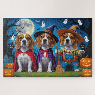 Beagle Dogs Pumpkin Halloween Funny Jigsaw Puzzle