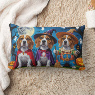 Beagle Dogs Pumpkin Halloween Funny Lumbar Cushion
