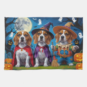 Beagle Dogs Pumpkin Halloween Funny Tea Towel